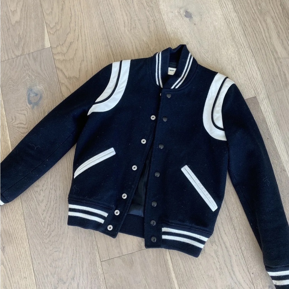 Saint Laurent Paris Teddy Wool Bomber Jacket size 34